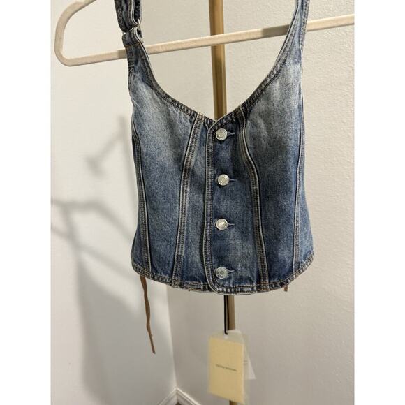 GRLFRND Phoebe Laced Halter Top in Nashville Suede Small New With Tags - Picture 6 of 11